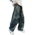 thumbnail image 2 of Boy's Pants Casual Denim Classic Straight Leg Pockets Loose Fit Toddlers Bottoms, 2 of 8