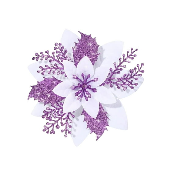 LKZQHMC 1 Piece Christmas Artificial Glitter Poinsettia Flowers Xmas Flowers Wedding Christmas Tree New Year Ornaments(Gold)