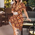 thumbnail image 3 of Fotbe 70's Retro Vestido Largo de Moda para Mujer, Vestido Tipo Camiseta con Manga Corta y Estilo Casual a Rayas y Bloques de Color, 3 of 6