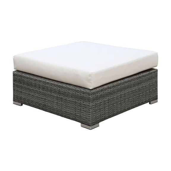 Furniture of America Arthur Contemporary Rattan Large Patio Ottoman in Gray