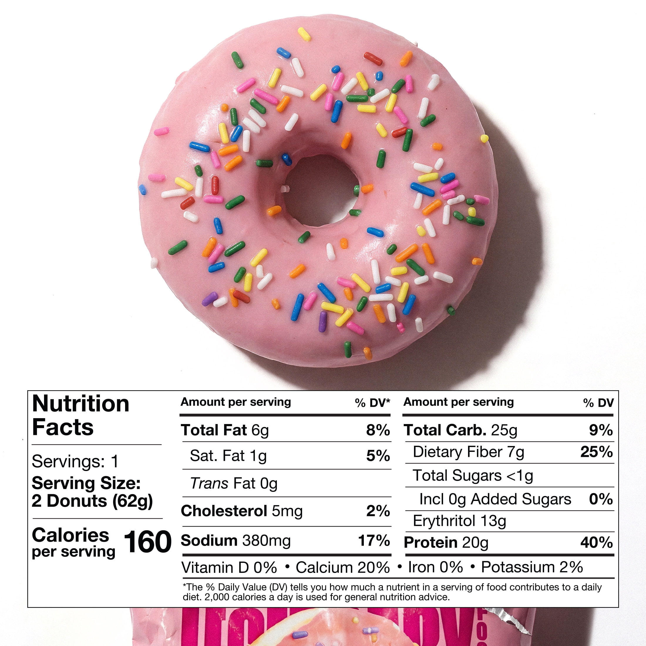 Legendary Foods Protein Donuts, Pink Sprinkle, 20g Protein, 4 Pack, Keto Friendly, Gluten Free