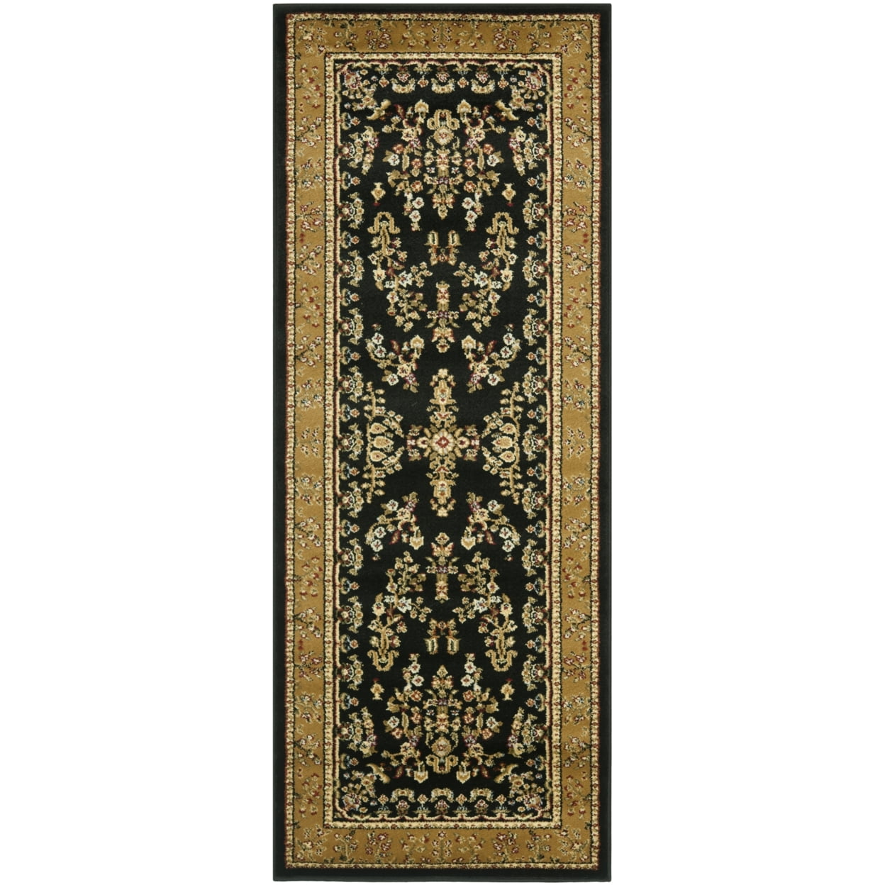 SAFAVIEH Lyndhurst Isadora Traditional Bordered Area Rug, Black/Tan, 8' x 8' Round