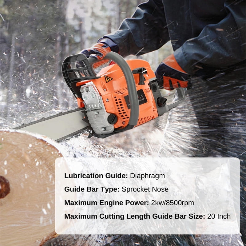 Ynce 58CC Gas Chainsaw 20 Inch 2-Cycle Gas Powered Chain Saws 2.7 HP Power Chain Saw Cordless Gasoline Powered Chainsaw for Tree Wood Cutting