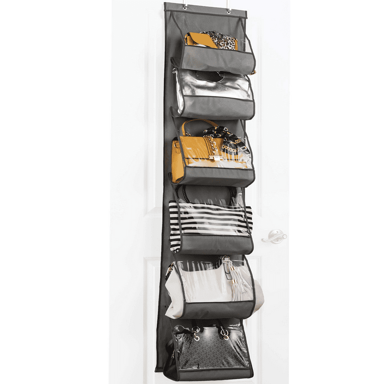 Over The Door Purse Organizer & Storage (1Pack) Handbag Organizer with 6  Easy Access Deep Pockets - Durable Metal Hooks, Handbag Organizer with  Clear