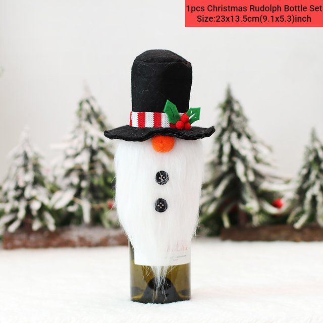 Christmas Gnome Wine Bottle Dust Cover Santa Wine Bottle Cover Christmas Decoration for Home Navidad 2022 Dinner Table Decor