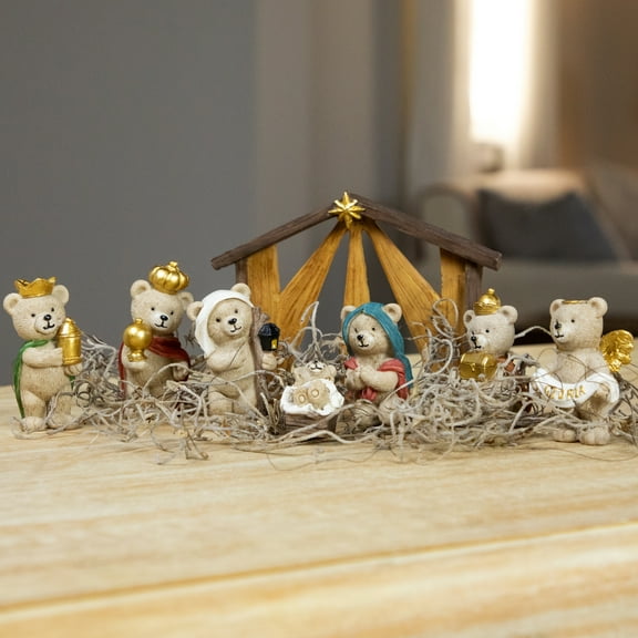Northlight Bears Christmas Nativity Set - 4.5" - 8-Piece