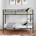 thumbnail image 7 of Sesslife Twin Over Twin Metal Bunk Bed Frame, Low Profile Bunk Bed with Ladder & Guardrails, Space-Saving Bed with Metal Slats, No Box Spring Needed, Black, 7 of 7
