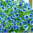 thumbnail image 3 of JASGARDE Artificial Flowers for Outdoors, Faux Flower Daisy with Eucalyptus Leaves, UV Resistant Waterproof No Fade Faux Flower for Front Door Porch Patio Planter Garden Decor, 4 Bundles, Blue, 3 of 5