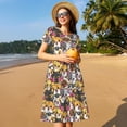 thumbnail image 4 of Balery Cute Cat Vestidos sueltos de manga corta para mujer, vestidos de verano 2025, vestidos casuales de corte A con vuelo., 4 of 6