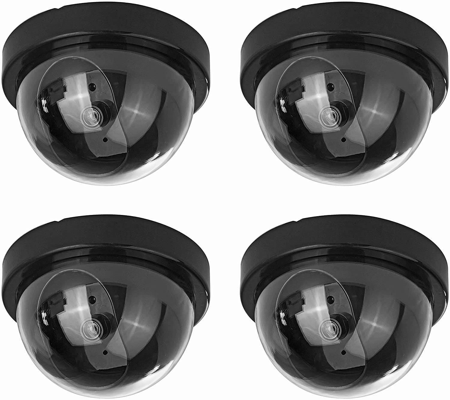 Fake Security Cameras (4 Pack) CCTV Dome Dummy Camera with Realistic Look Recording Flashing Red