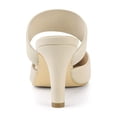 thumbnail image 2 of BLISSFUL STEP Women's Pointed Toe Elastic Strap Stiletto Heelsed Mules Beige 6, 2 of 8