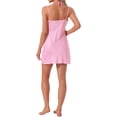 thumbnail image 3 of INSPIRE CHIC Women's Satin Nightgown Lace Up Halter See-through Lace Sexy Cheimise Silky Sleep Dress S Pink, 3 of 6