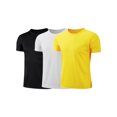 thumbnail image 2 of Aislor Kids Boys 3 Pack Athletic Performance T Shirt Basketball Training Shirts Moisture Wicking Tops Black&White&Yellow 160/S, 2 of 3