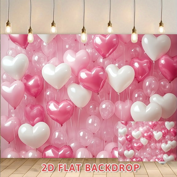 Pink White Heart Balloon Backdrop,Valentine's Day Proposal Engagement Wedding Party Decor Background Wall,Anniversary Confession Scene Layout Prop