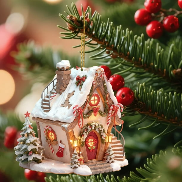 Christmas Hanging Decoration Christmas Tree Decoration Exquisite House Acrylic Hanging Decoration