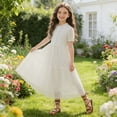thumbnail image 2 of Makaor Wedding Guest Dresses for Girls A Line Dress Lace Sleeveless Formal Dresses Empire Waist Midi Birthday Party Dresses, 2 of 8