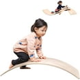 thumbnail image 1 of Dovin Wooden Wobble Balance Board for Kids and Yoga (Gentle Curve and Handle) – Handles Large, 1 of 7
