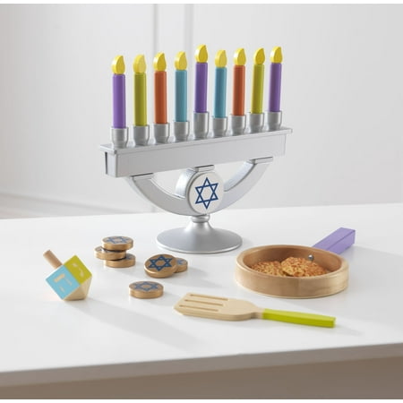 Plastic Dreidel - KidKraft Wooden Chanukah/Hanukkah Menorah, Dreidel, Latke and Gelt Toy Set with 22 Pieces