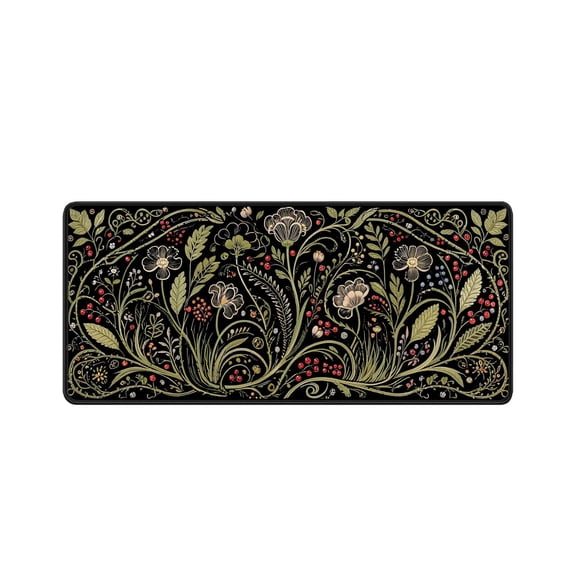 Large Extended Gaming Mouse Pad 35.4" x 15.7", Vintage Floral Botanical Desk Mat with Non- Rubber Base, Waterproof and Easy-Clean Surface, XXL Keyboard Mousepad