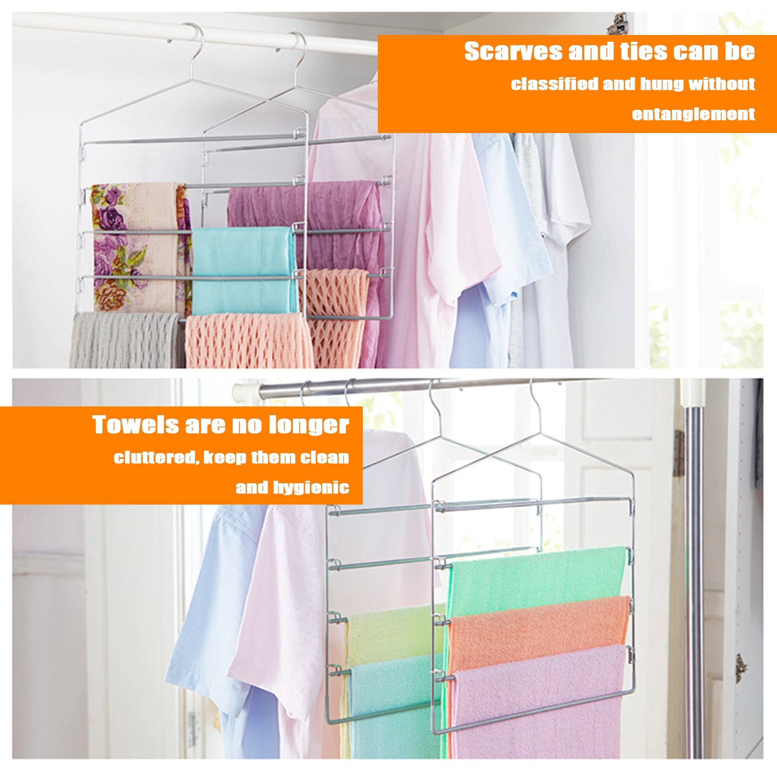 XKHZJL Pants Hangers Non Slip, Space Saving Hangers Multi-Layer Swing Arm Pants Hanger Stainless Steel Space Saver Hanger Closet Storage Organizer for Jeans Trouser Slacks Clothes