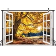 thumbnail image 2 of Fall Tree Window Backdrop for Photography, Autumn Forest Natural Landscape Photo Background, Thanksgiving Harvest Holiday Fall Party Decorations Banner Photo Booth Props,12X8ft, 2 of 5