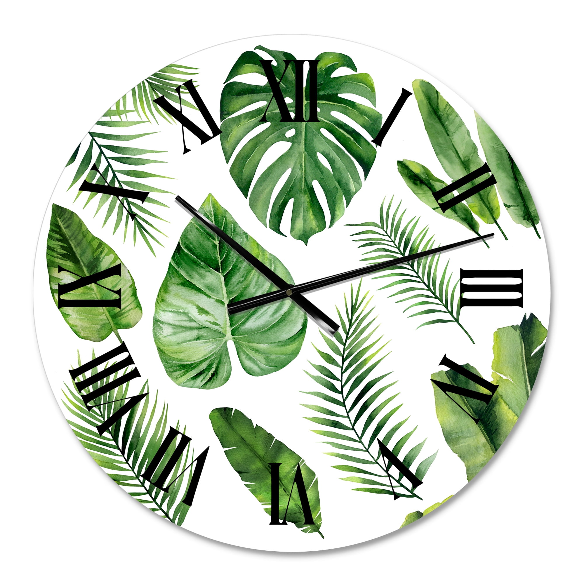 Designart 'Tropical Leaf Of Monstera V' Farmhouse Wall Clock
