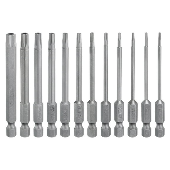 Uxcell 12Pcs Torx Screwdriver Bit TT5-TT40 3" Length Magnetic Star 6 Point Drill Bits