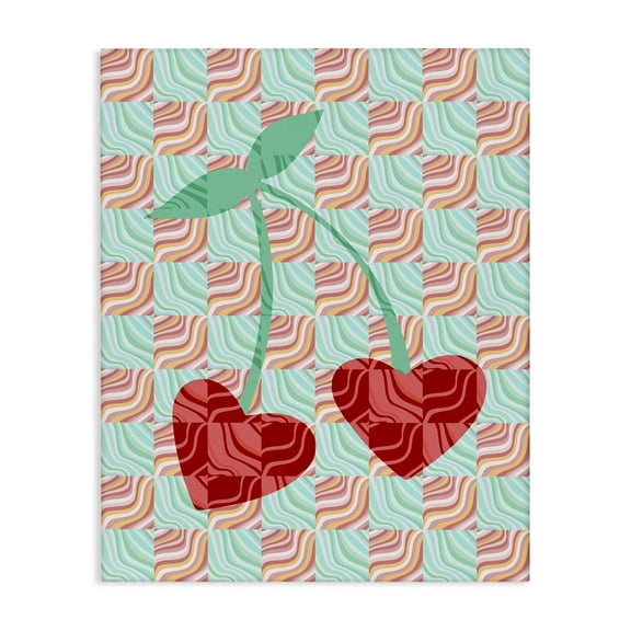 Stupell Industries Groovy Patterned Cherries Food & Beverage Painting Gallery Wrapped Canvas Art Print Wall Art, 16 x 20