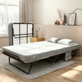 thumbnail image 1 of Lit Pliant Robuste 75x31 Pouces à Roulettes avec Matelas en Mousse Mémoire de 5 Pouces, Lit d'Appoint Portable 450 Lb avec Roues Verrouillables et Poche Latérale pour la Maison, le Bureau, le Camping, 1 of 7