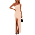 thumbnail image 1 of Vestido PRETTYGARDEN Maxi Beige con Hombro Descubierto y Abertura Alta XL, 1 of 7