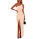thumbnail image 1 of Vestido PRETTYGARDEN Maxi Beige con Hombro Descubierto y Abertura Alta XL, 1 of 7