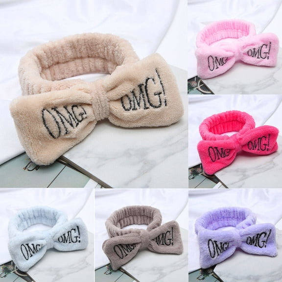 HuangHuanChen Makeup Headband with Bow Spa Headband for Washing Face for Teen Women Gifts Basket for Teens Party Skin Care Hairband Bow Knot Women Hair Ring Head Hoop Headband Pink One Size