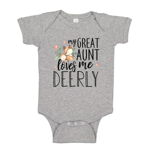 My Great Aunt Loves Me Deerly Baby Bodysuit One Piece NB Athletic Heather