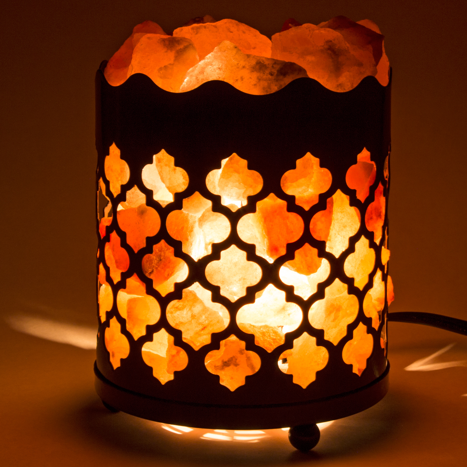 CRYSTAL DECOR Natural Himalayan Salt Lamp with Salt Chunks in Cylinder Design Metal Basket with Dimmable Cord - image 2 of 2
