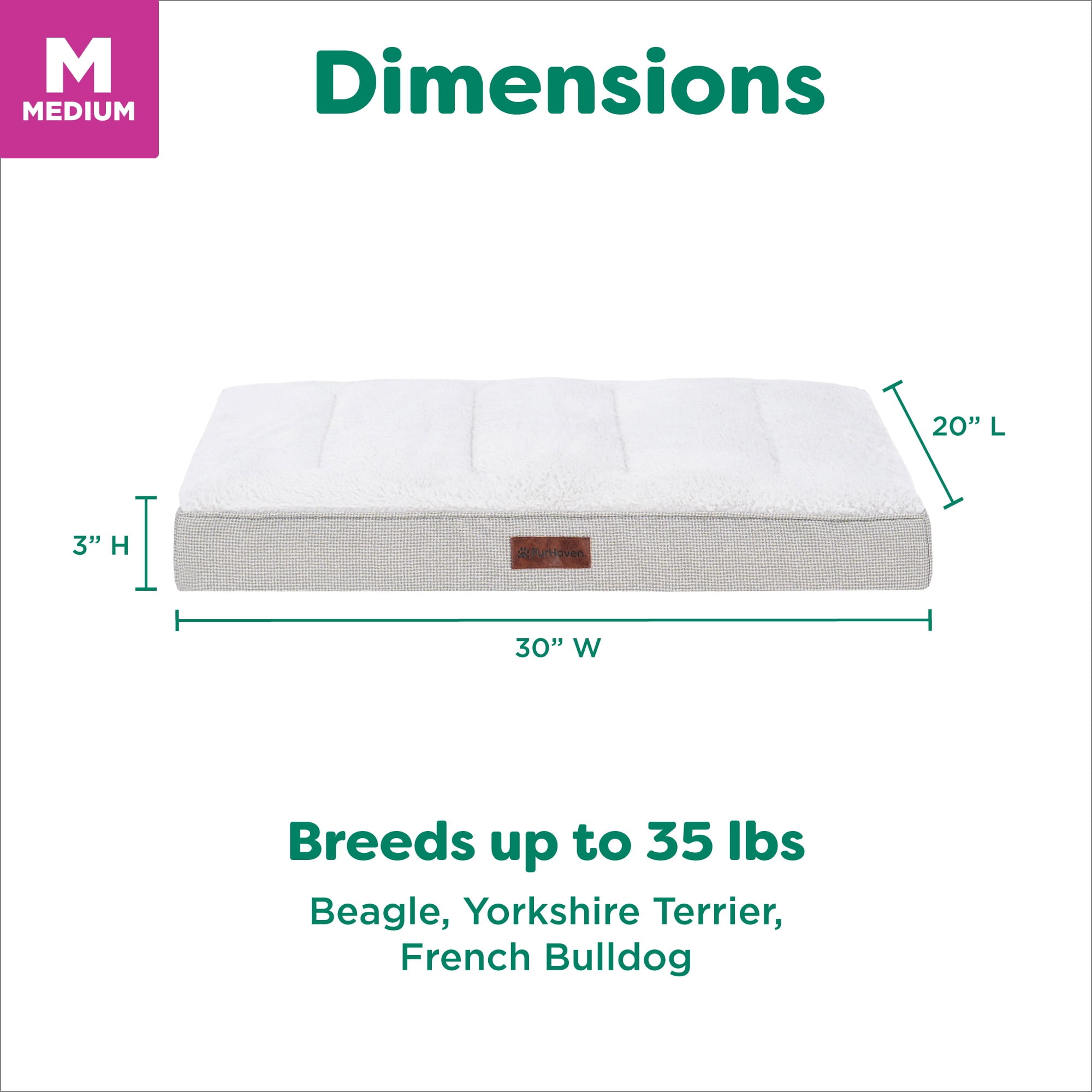 FurHaven Plush & Decorator Check Tuft-Top Orthopedic Mattress Pet Bed for Dogs and Cats - Gray, Medium