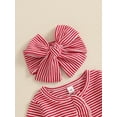 thumbnail image 5 of aturustex Infant Baby Girl Classic Footed Romper 0-12M Newborn Ruffled Zipper Jumpsuits Stripe Print Long Sleeve Bodysuits Crew Neck Rompers with Headle Girls Loose Casual Daily Fall Clothes, 5 of 8