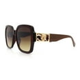 thumbnail image 6 of Luxury 90s Bold Jaguar Emblem Rectangle Butterfly Thick Plastic Fashion Sunglasses All Brown, 6 of 8