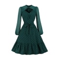 thumbnail image 1 of Moda mujer verano Retro Casual Pullover Color sólido Sexy manga larga vestido largo Fridja yut818, 1 of 3
