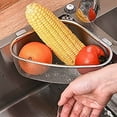thumbnail image 4 of Triangle Kitchen Sink Colander - Stainless Steel Strainer Basket for Draining, Rinsing & Filtering Food Waste, Corner Fit Design with Non- Feet, 4 of 9