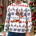 thumbnail image 2 of Chandail à Capuche Sans Capuche pour Hommes Hiver Chaud Col Rond Chandail Imprimé Flocon de Neige Père Noël Décontracté Confortable Doux, 2 of 4