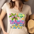 thumbnail image 4 of Funny Summer Beach Shirt – Tanned and Tipsy Graphic with Peace Glasses, Sand, Size L, 4 of 6