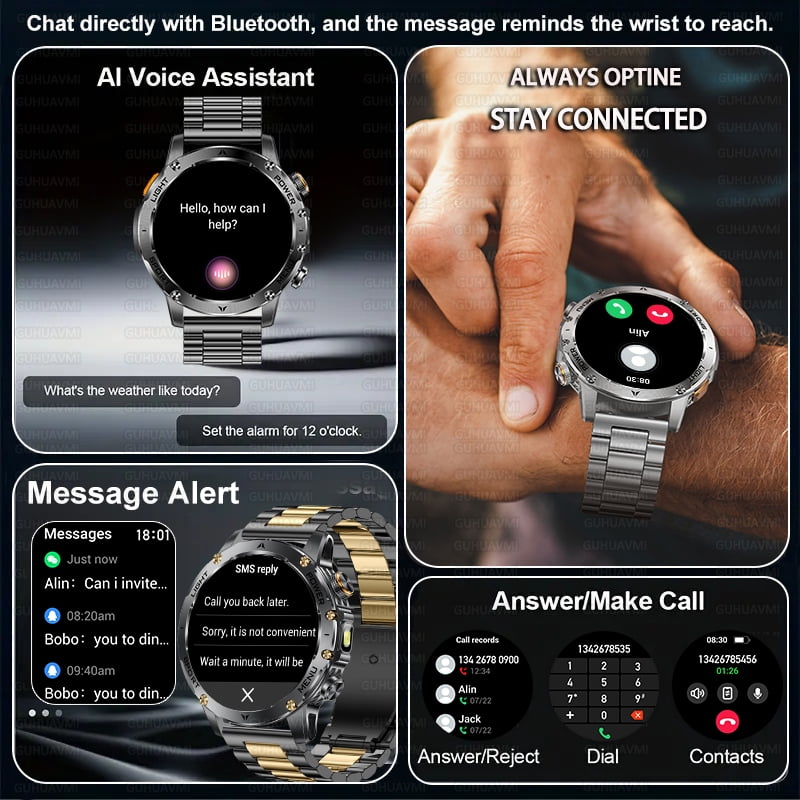 New Military T-Rex 3 Ultra 1000mAh Battery Smart Watch 5ATM Waterproof Flashlight Sports tracker Smartwatch Men