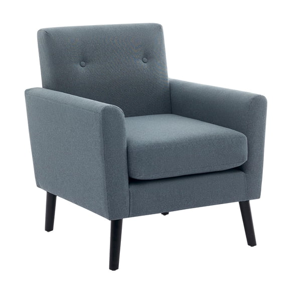 Sillón Acentuador Mid-Century – Patas de Madera – Cojín Grueso – Tapizado – Lectura – Sala, Dormitorio, Oficina o Sala de Espera