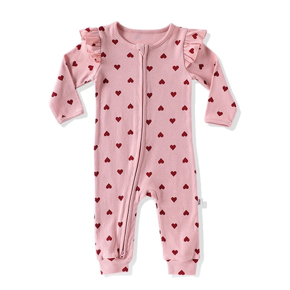 HWJAD Newborn Baby Girl Clothes One Piece Two-Ways Zip Jumpsuits Long Sleeve Knit Rompers Outfits for Baby