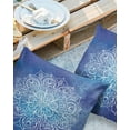 thumbnail image 2 of Pack of 2 Outdoor Pillow Covers, Blue Mandala Watercolor Background Waterproof Square Throw Pillowcase Cushion Decorative Pillow Covers for Couch Patio Tent, 24x24 in, 2 of 6