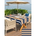 thumbnail image 6 of 60x120 Inch Outdoor Tablecloth with Umbrella Hole Zipper Rectangle Orange Navy Blue Striped Rectangular Tablecloths Outside Waterproof Gradient Horizontal Lines Patio Table Cover for Picnic Party, 6 of 8