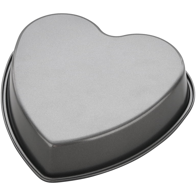 10-Inch Heart Shaped Cake Pan - Non-Stick Silver Fluted Charlotte Mold For Valentine's, Weddings