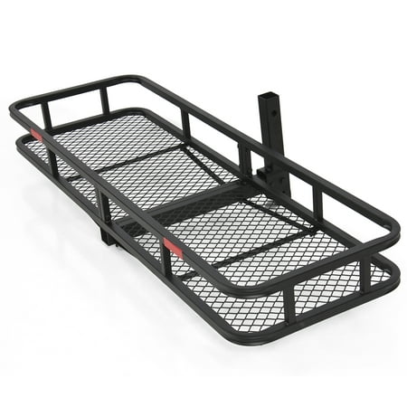 Best Choice Products 60x20in Folding Hitch Mount Cargo Carrier Luggage Basket Rack for Car, Truck, Trailer w/ 2in Receiver, Steel (Best Price Bolt Carrier Group)
