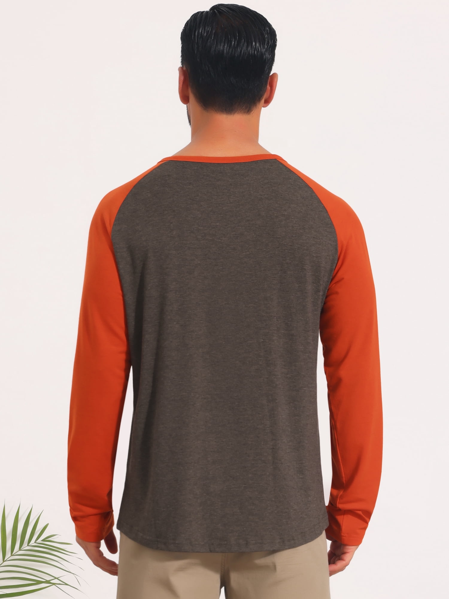DARING DIVA Men's Raglan Long Sleeve Tee Shirt Baseball Henley T-Shirts 2XL Brown Red