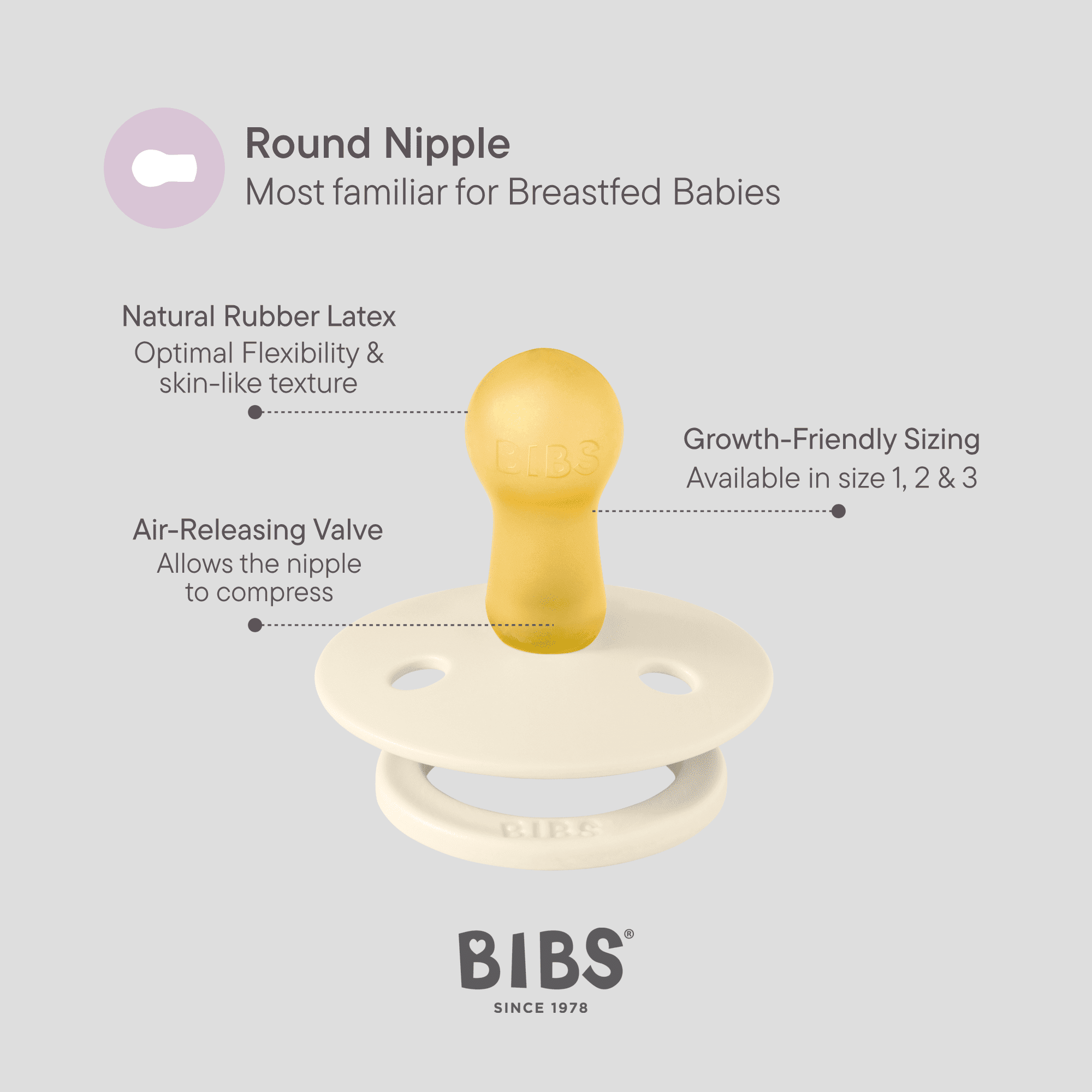 BIBS Pacifier Colour Size 2, 6-18 Months, Vanilla/Sand/Ivory/Dark Oak, 4 pack